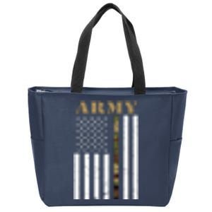 Army United States Thin Camo Line Flag Front And Back Zip Tote Bag