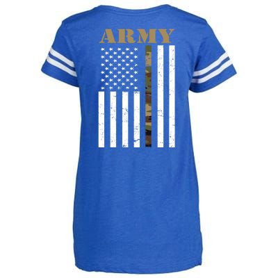 Army United States Thin Camo Line Flag Front And Back Enza Ladies Jersey Football T-Shirt