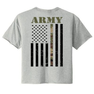 Army United States Thin Camo Line Flag Front And Back Women's Crop Top Tee