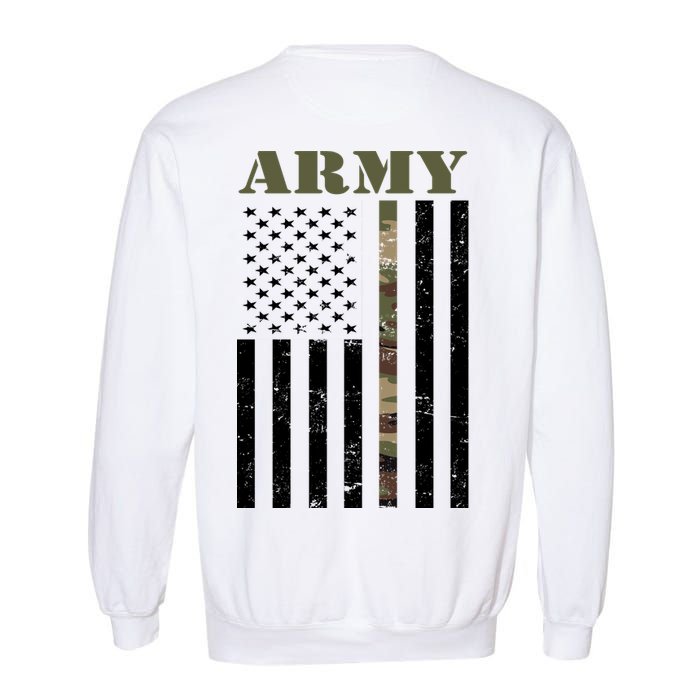 Army United States Thin Camo Line Flag Front And Back Garment-Dyed Sweatshirt