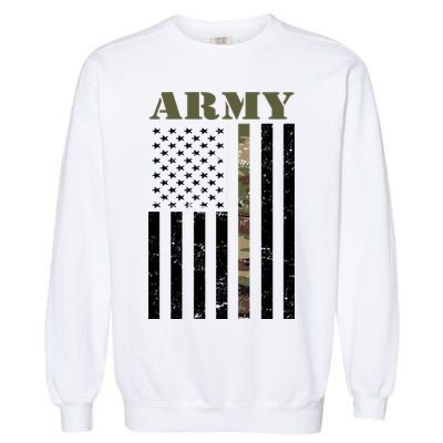 Army United States Thin Camo Line Flag Front And Back Garment-Dyed Sweatshirt
