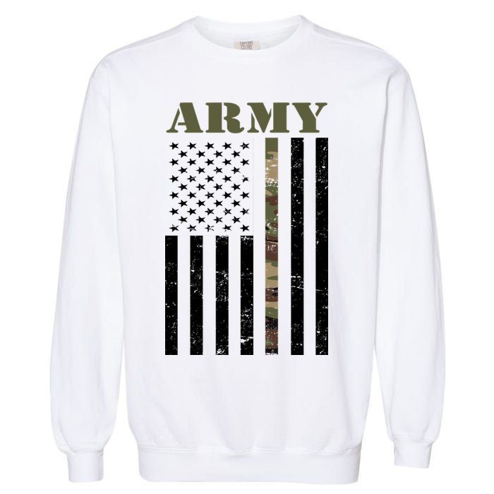 Army United States Thin Camo Line Flag Front And Back Garment-Dyed Sweatshirt