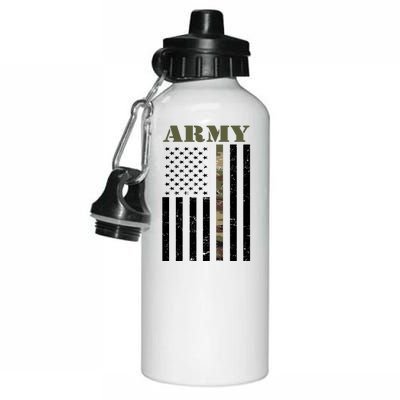 Army United States Thin Camo Line Flag Front And Back Aluminum Water Bottle