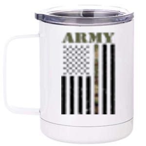 Army United States Thin Camo Line Flag Front And Back 12 oz Stainless Steel Tumbler Cup