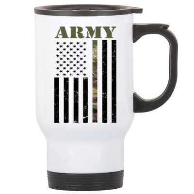 Army United States Thin Camo Line Flag Front And Back Stainless Steel Travel Mug