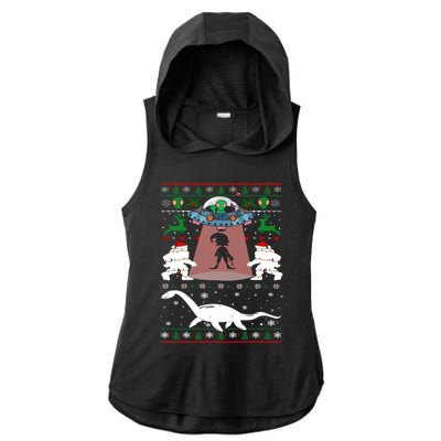 Alien Ufo Santa Elf Alien Dinosaur Bigfoot Sweater Xmas Cool Gift Ladies PosiCharge Tri-Blend Wicking Draft Hoodie Tank