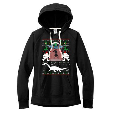 Alien Ufo Santa Elf Alien Dinosaur Bigfoot Sweater Xmas Cool Gift Women's Fleece Hoodie