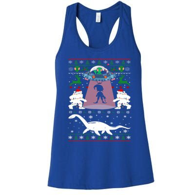 Alien Ufo Santa Elf Alien Dinosaur Bigfoot Sweater Xmas Cool Gift Women's Racerback Tank