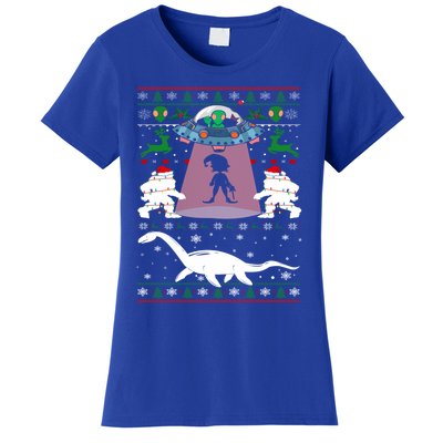 Alien Ufo Santa Elf Alien Dinosaur Bigfoot Sweater Xmas Cool Gift Women's T-Shirt