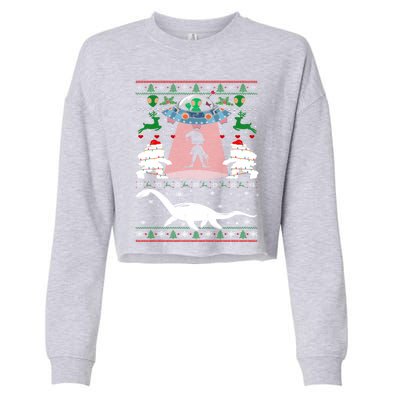 Alien Ufo Santa Elf Alien Dinosaur Bigfoot Sweater Xmas Cool Gift Cropped Pullover Crew