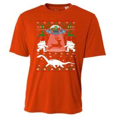 Alien Ufo Santa Reindeer Alien Dinosaur Bigfoot Sweater Xmas Meaningful Gift Cooling Performance Crew T-Shirt