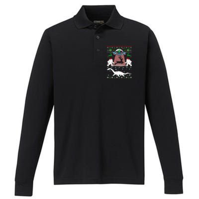 Alien Ufo Santa Reindeer Alien Dinosaur Bigfoot Sweater Xmas Meaningful Gift Performance Long Sleeve Polo