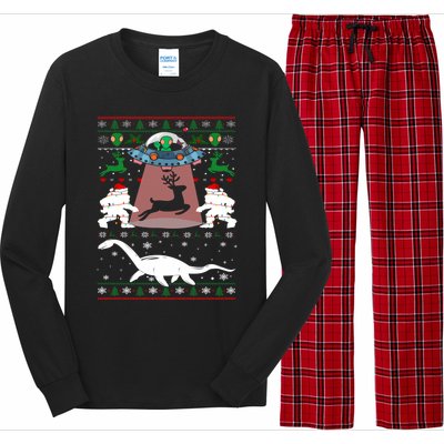 Alien Ufo Santa Reindeer Alien Dinosaur Bigfoot Sweater Xmas Meaningful Gift Long Sleeve Pajama Set