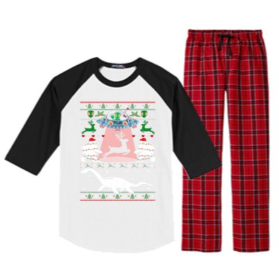 Alien Ufo Santa Reindeer Alien Dinosaur Bigfoot Sweater Xmas Meaningful Gift Raglan Sleeve Pajama Set