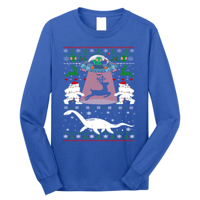 Alien Ufo Santa Reindeer Alien Dinosaur Bigfoot Sweater Xmas Meaningful Gift Long Sleeve Shirt