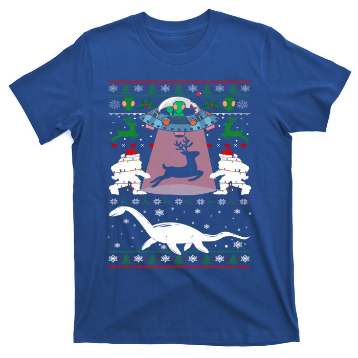 Alien Ufo Santa Reindeer Alien Dinosaur Bigfoot Sweater Xmas Meaningful Gift T-Shirt