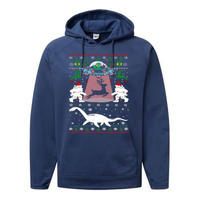 Alien Ufo Santa Reindeer Alien Dinosaur Bigfoot Sweater Xmas Meaningful Gift Performance Fleece Hoodie