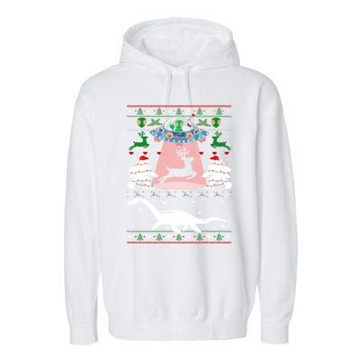 Alien Ufo Santa Reindeer Alien Dinosaur Bigfoot Sweater Xmas Meaningful Gift Garment-Dyed Fleece Hoodie