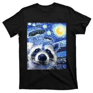 Alien Ufo Starry Night Racoon T-Shirt