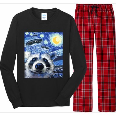 Alien Ufo Starry Night Racoon Long Sleeve Pajama Set