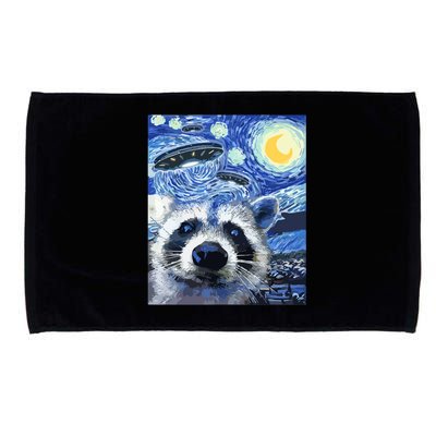 Alien Ufo Starry Night Racoon Microfiber Hand Towel