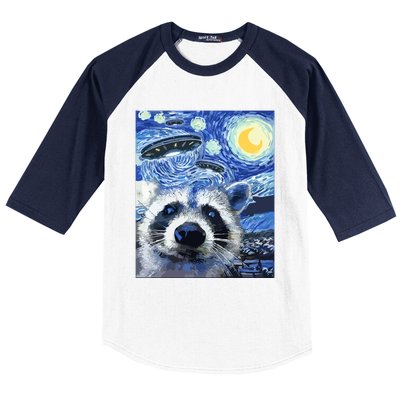 Alien Ufo Starry Night Racoon Baseball Sleeve Shirt