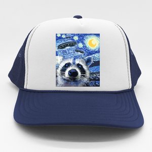 Alien Ufo Starry Night Racoon Trucker Hat