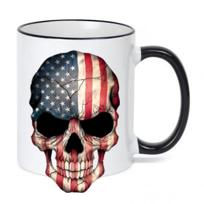 American USA Skull Grunge American Flag 11oz Black Color Changing Mug