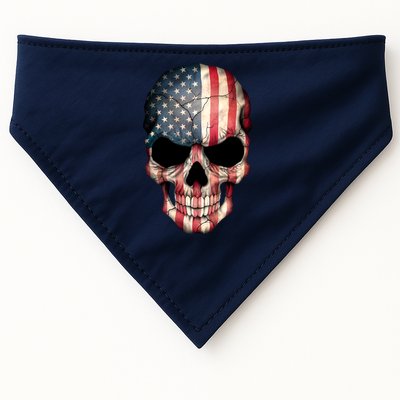 American USA Skull Grunge American Flag USA-Made Doggie Bandana