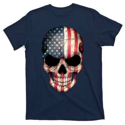 American USA Skull Grunge American Flag T-Shirt