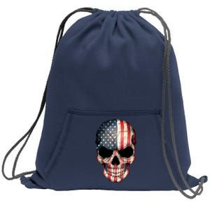 American USA Skull Grunge American Flag Sweatshirt Cinch Pack Bag