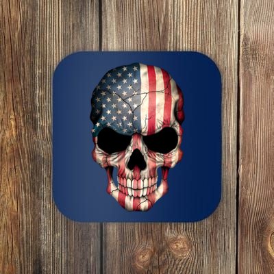 American USA Skull Grunge American Flag Coaster