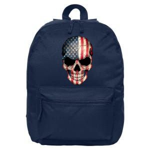 American USA Skull Grunge American Flag 16 in Basic Backpack