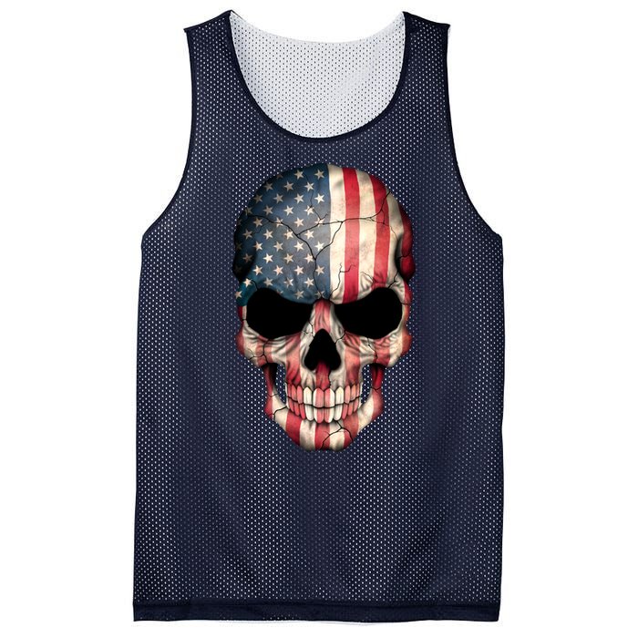 American USA Skull Grunge American Flag Mesh Reversible Basketball Jersey Tank