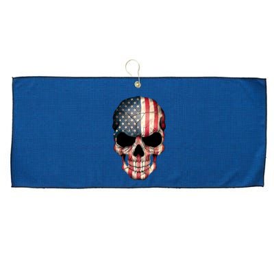 American USA Skull Grunge American Flag Large Microfiber Waffle Golf Towel
