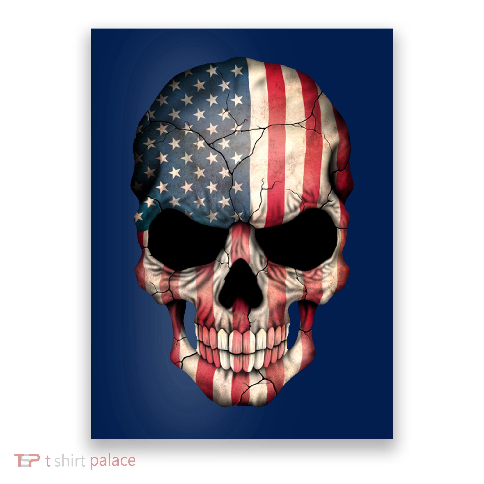 American USA Skull Grunge American Flag Poster
