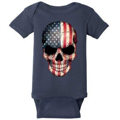 American USA Skull Grunge American Flag Baby Bodysuit