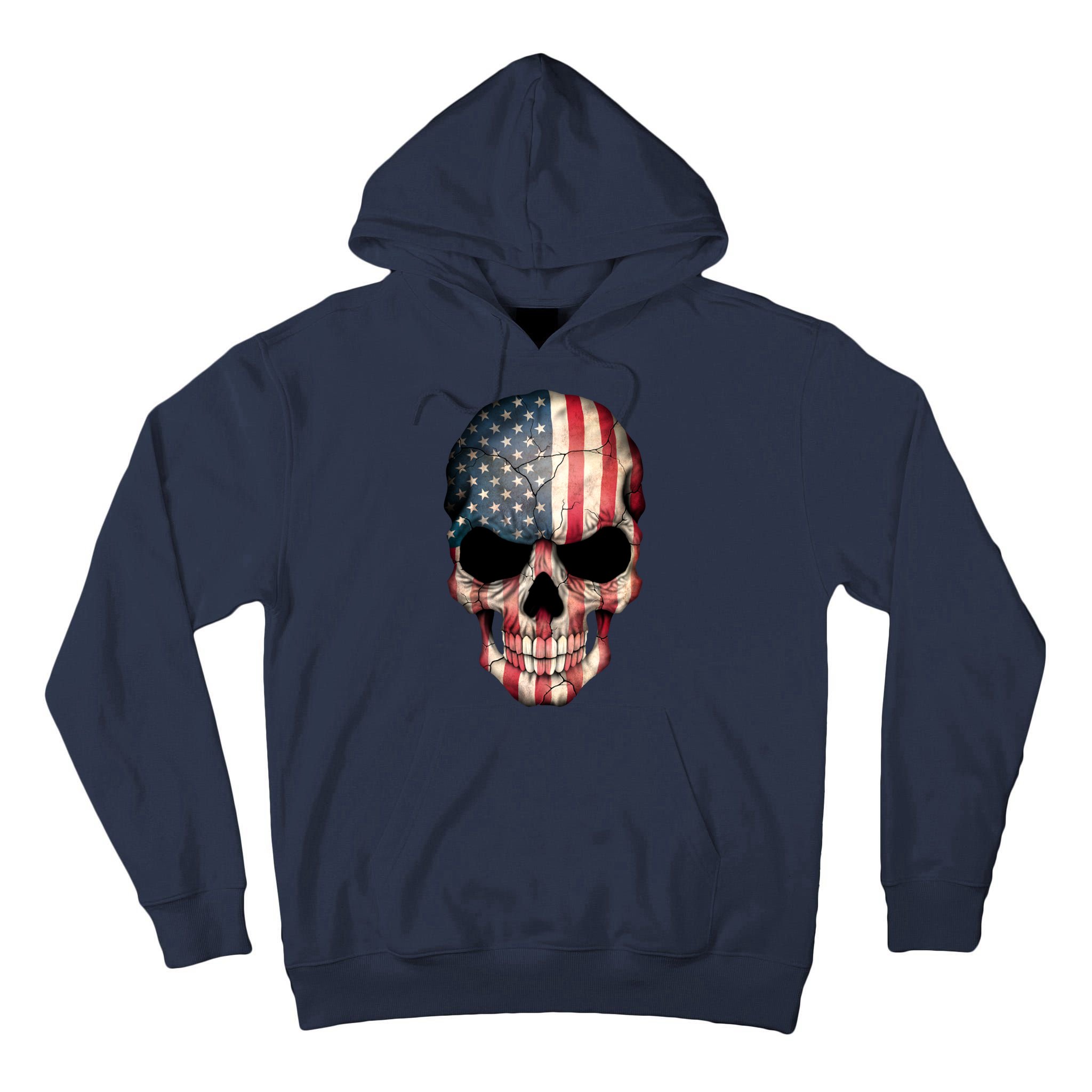 American USA Skull Grunge American Flag Tall Hoodie