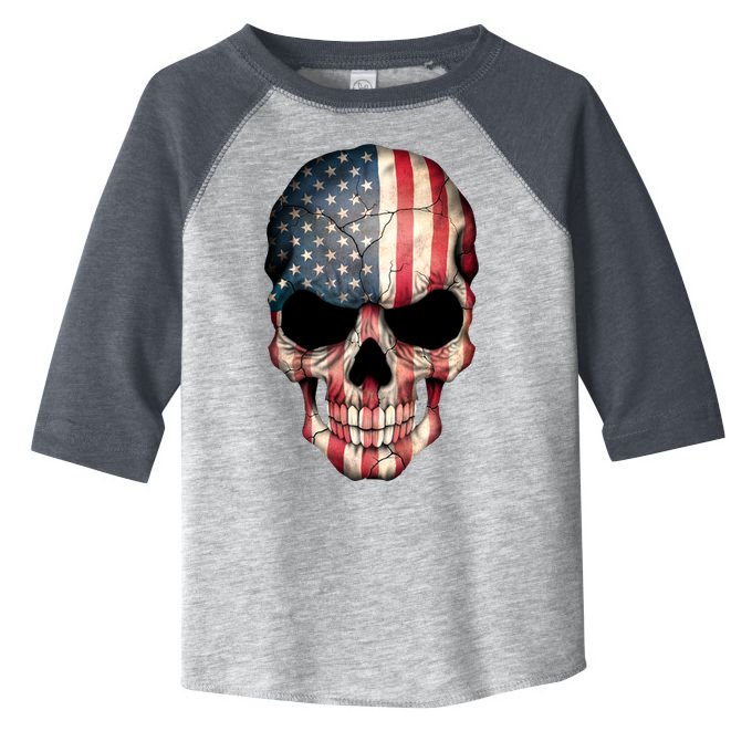 American USA Skull Grunge American Flag Toddler Fine Jersey T-Shirt