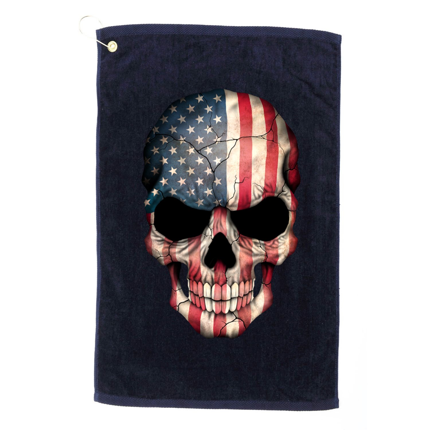 American USA Skull Grunge American Flag Golf Towel