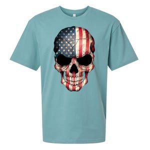 American USA Skull Grunge American Flag Sueded Cloud Jersey T-Shirt