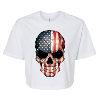 American USA Skull Grunge American Flag Bella+Canvas Jersey Crop Tee