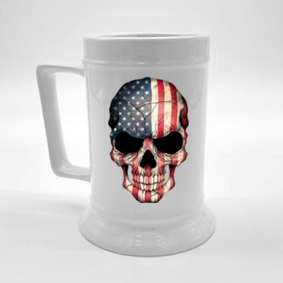 American USA Skull Grunge American Flag Beer Stein