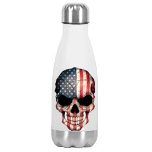 American USA Skull Grunge American Flag Stainless Steel Insulated Water Bottle