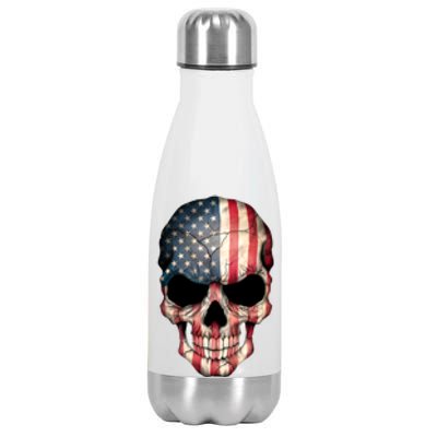 American USA Skull Grunge American Flag Stainless Steel Insulated Water Bottle