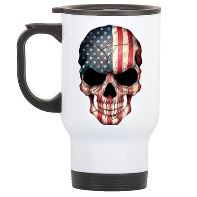 American USA Skull Grunge American Flag Stainless Steel Travel Mug