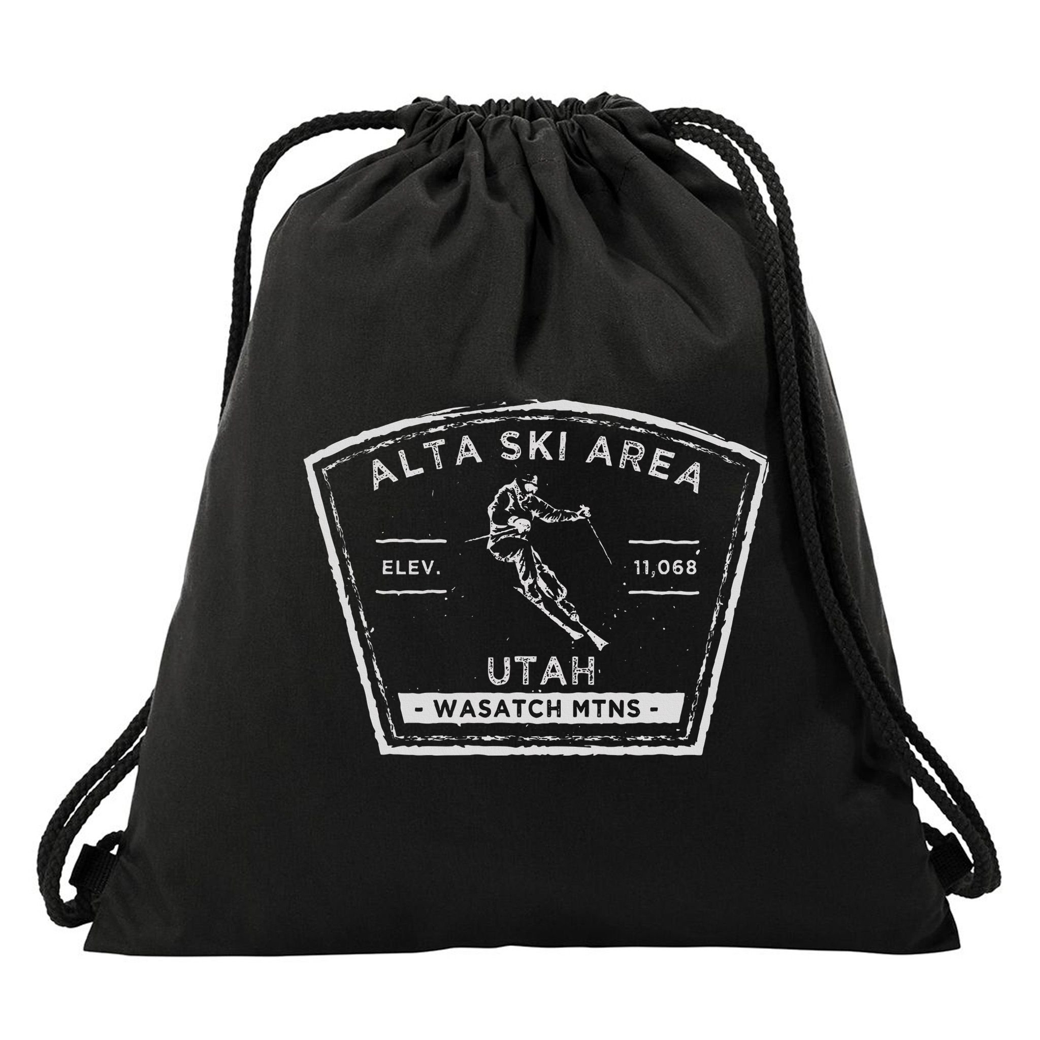 Alta Utah Snow Skiing Drawstring Bag