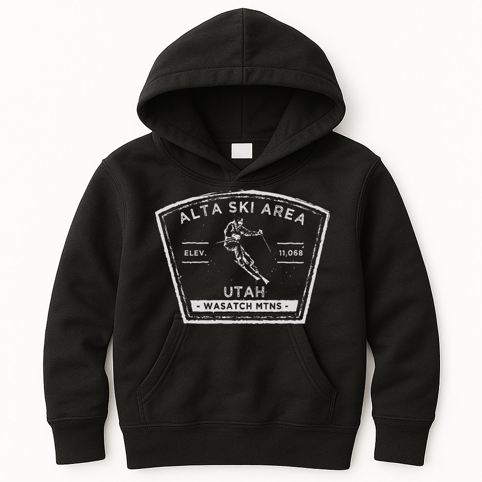 Alta Utah Snow Skiing Kids Hoodie