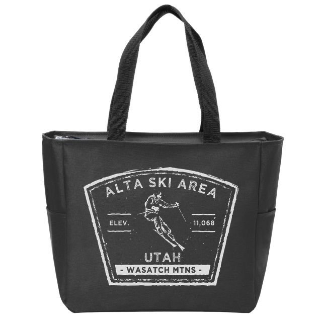 Alta Utah Snow Skiing Zip Tote Bag