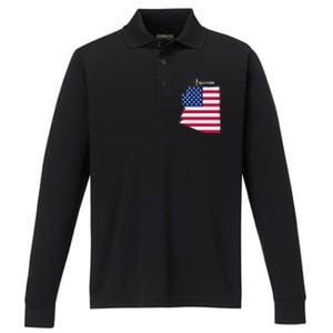 Arizona United States Map Performance Long Sleeve Polo